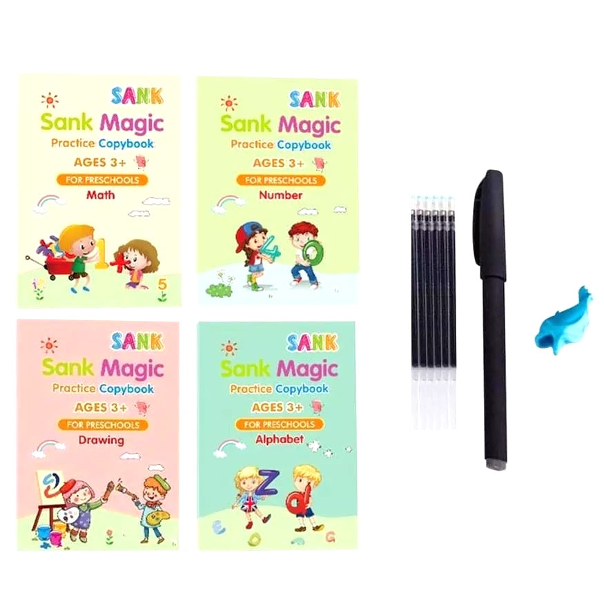 4pcs Preschool Educational Writing Magic Book Set