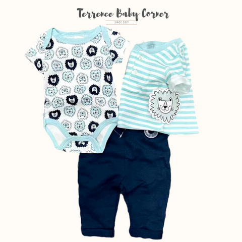 3pc Lion Tees Bodysuit Pants Set