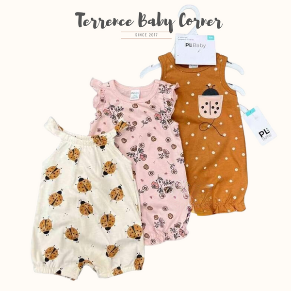 3pc Baby Girl Sleeveless Baby Romper Set