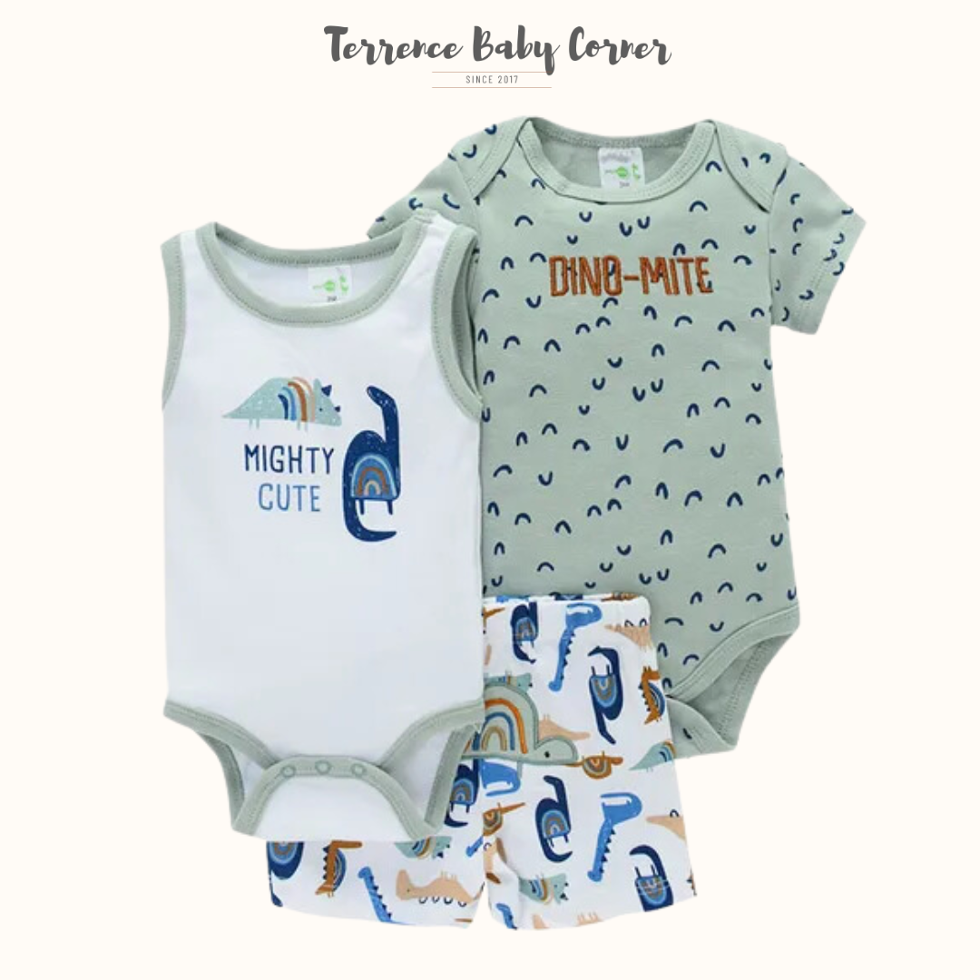 3pc Dino Mighty Cute Infant Boy Clothes Set