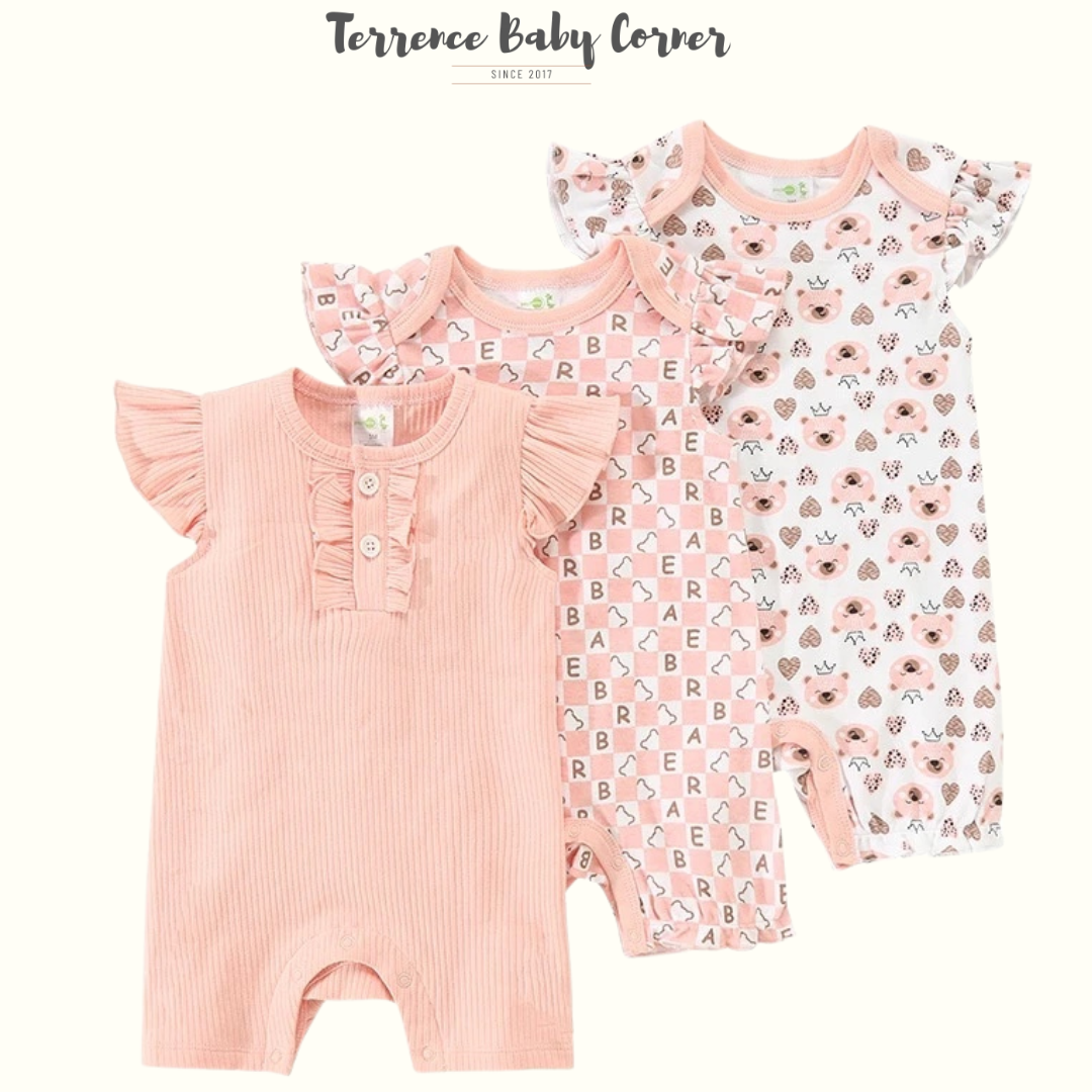 3-piece Infant Baby Girl Rompers Set