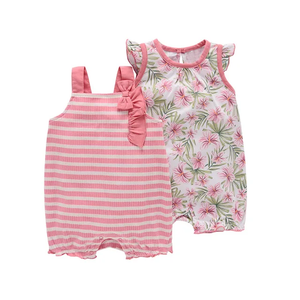 2pc Floral Baby Sleeveless Romper Set