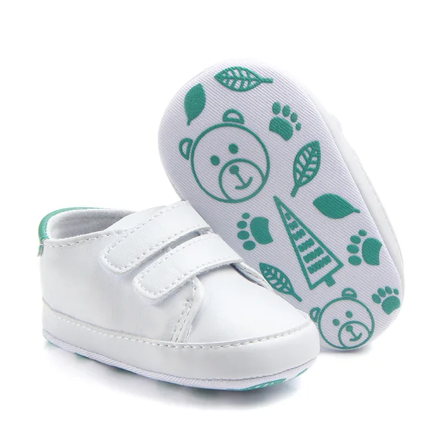 Infant Unisex White-Green Softsole Shoes