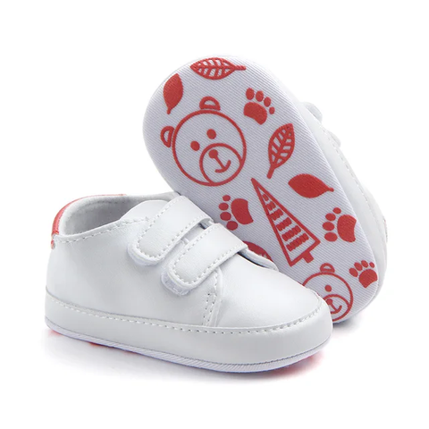 Infant Unisex Red-White Softsole Shoes