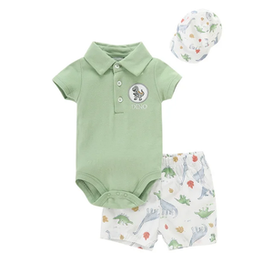 3pc Dino Green Infant Baby Cotton Clothes Set