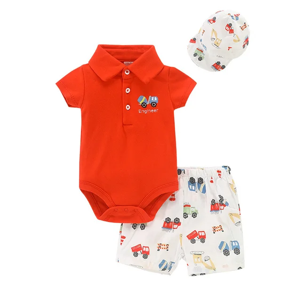 3pc Engineer Red Infant Boy Cotton Clothes Set