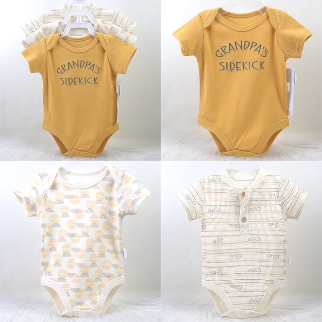 3pc Mustard Infant Baby Boy Bodysuit Onesie Set