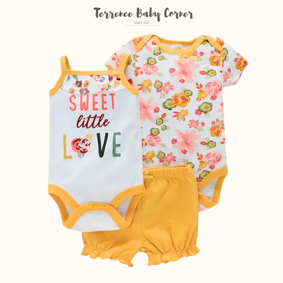 3pc Sweet Little Love Infant Girl Clothes Set