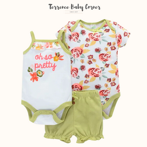 3pc So Pretty Green Infant Girl Value Clothes Set