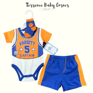 3-pc Varsity Captain Bodysuit Short Socks Set