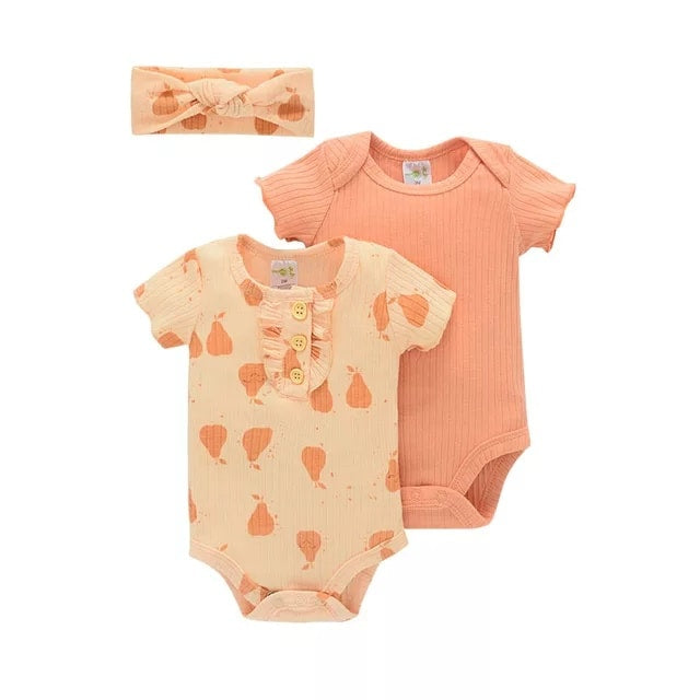 3piece Pears Bodysuit Turban Set