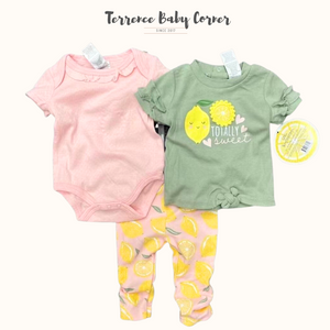 3pc Totally Sweet Bodysuit Tees Pants Set