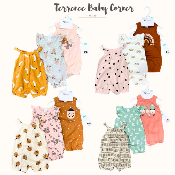 3pc Baby Girl Sleeveless Baby Romper Set