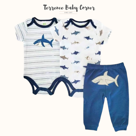 3pc Shark Bodysuit Pants Set