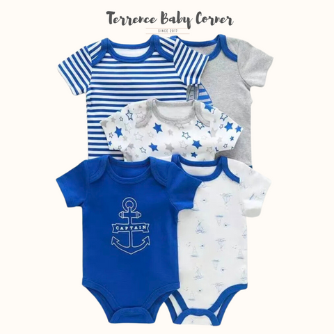 5pc Anchor Baby Boy Bodysuit Set