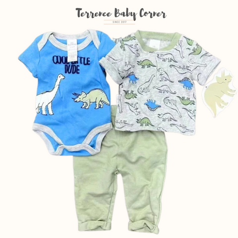 3pc Little Dino Bodysuit Tees Pants Set