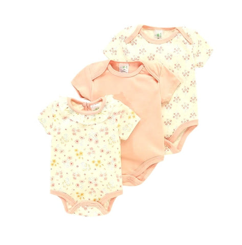 3pc Floral Peach Bodysuit Set