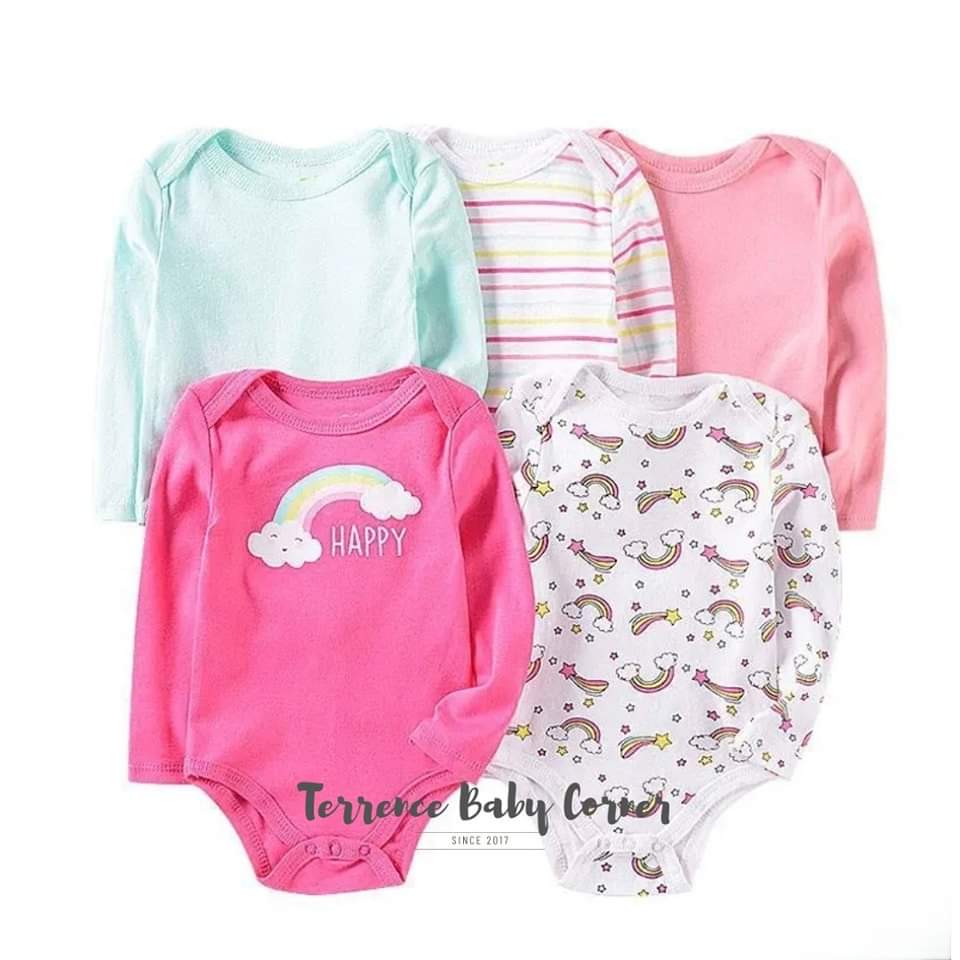 5pc Rainbow Longsleeve Bodysuit Set