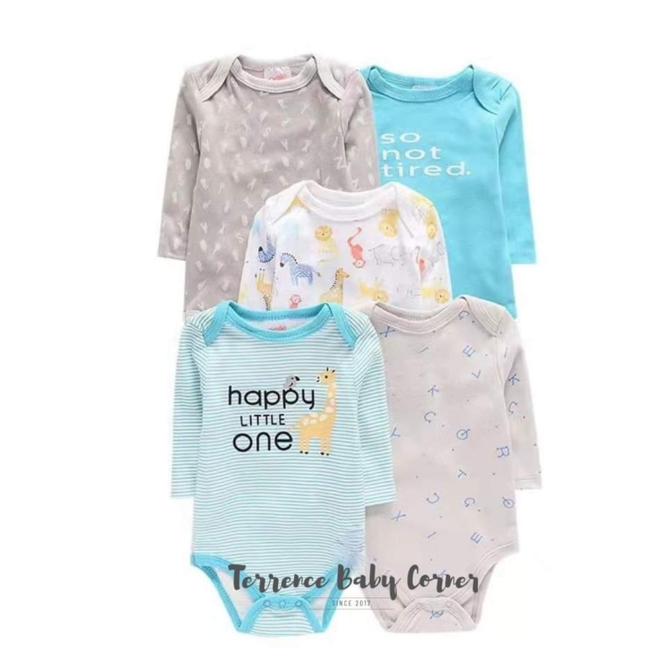 5pc Little Giraffe Longsleeve Bodysuit Set