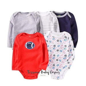 5pc Football Longsleeve Bodysuit Set