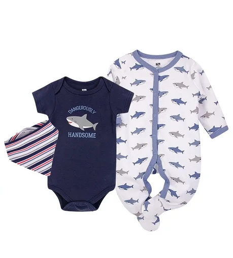 Shark 3pc Frogsuit Bodysuit Bibdana Set