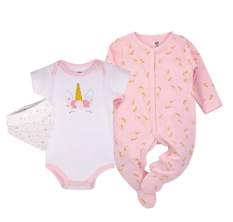 Unicorn 3-piece Frogsuit Bodysuit with Bibdana Set