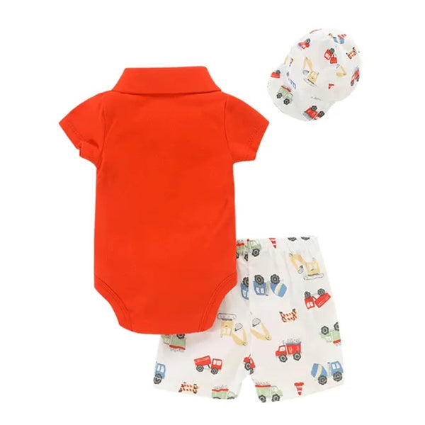 3pc Engineer Red Infant Boy Cotton Clothes Set