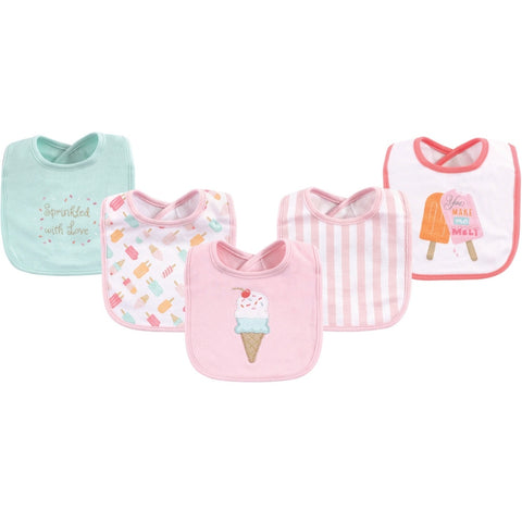 5-piece Ice Cream Baby Girl Drooler Bib Set