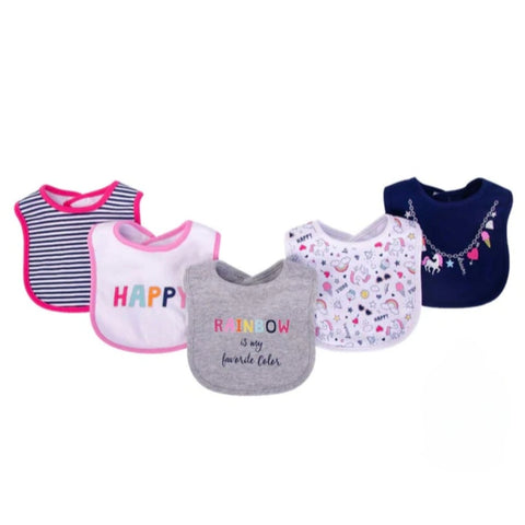 5piece Rainbow Hudson Baby Bib Set