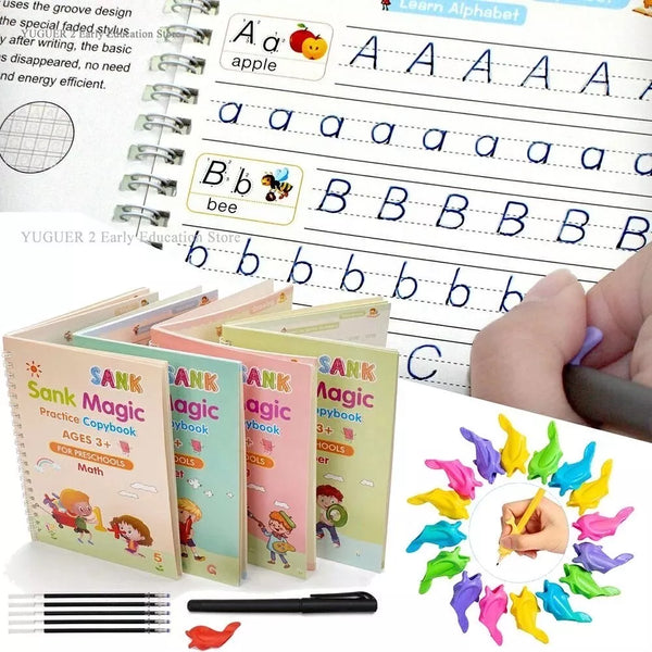 4pcs Preschool Educational Writing Magic Book Set