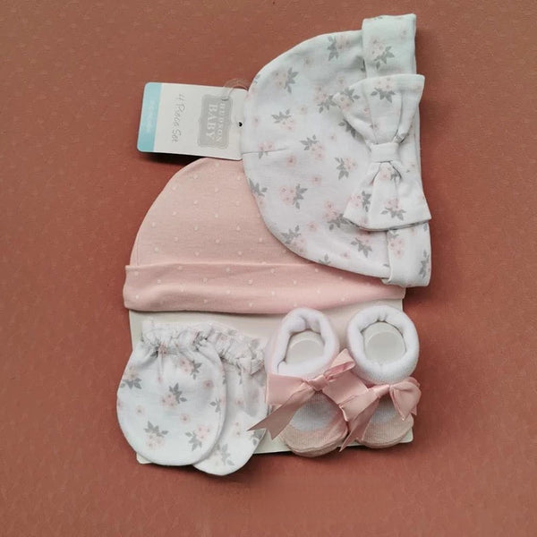 2pc Baby Bonnet, Socks & Mittens Set