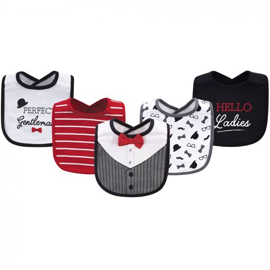 5pc Perfect Gentlemen Baby Cotton Bib Set