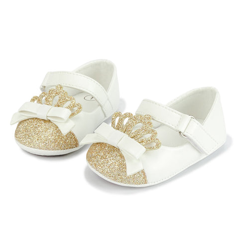 White-Gold Baby Girl Shoes