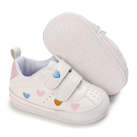 Infant Baby Girl White Heart Shoes