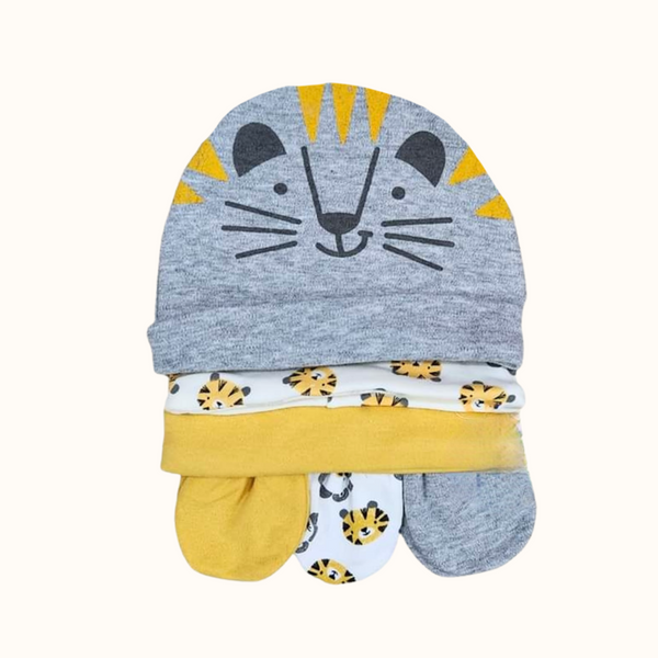 6-in-1 Baby Boy Hat & Mittens Set