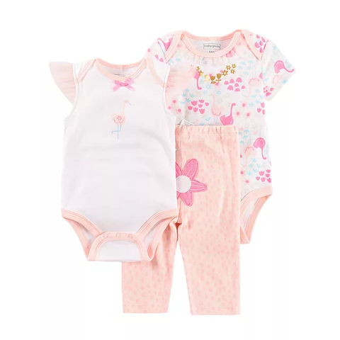 3pc Infant Girl Flamingo Bodysuit Pants