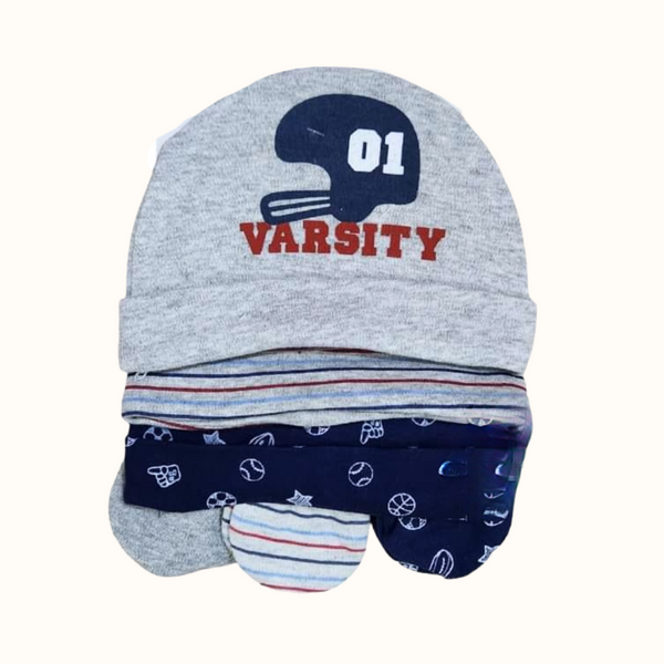 6-in-1 Baby Boy Hat & Mittens Set