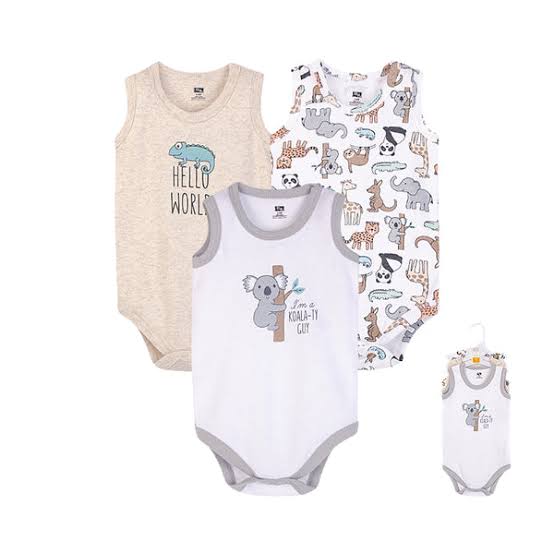 3pc Zoo Animals Sleeveless Bodysuit Cotton Set