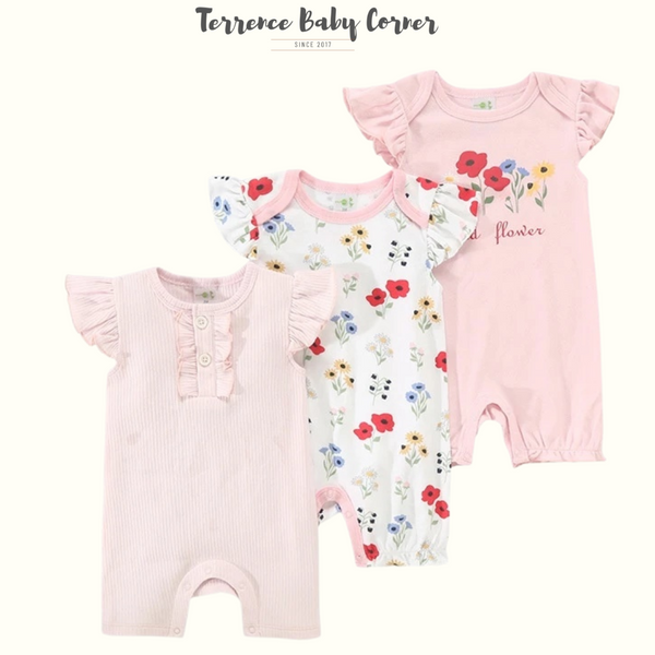 3-piece Infant Baby Girl Rompers Set