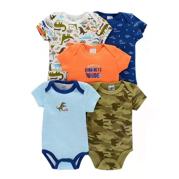 5pc Dinosaur Infant Baby Boy Bodysuit Set