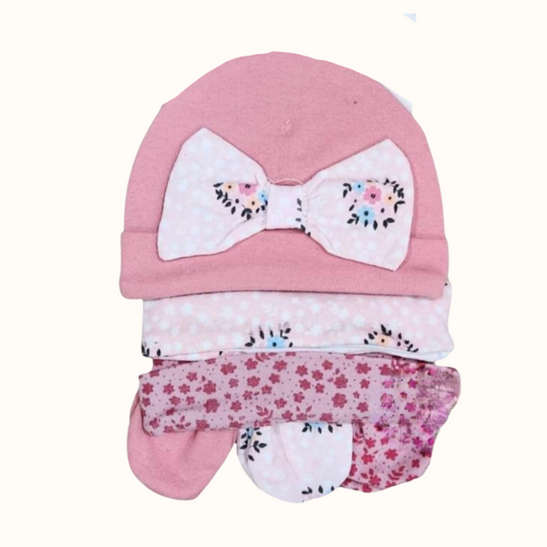 6-in-1 Baby Girl Hat & Mittens Set