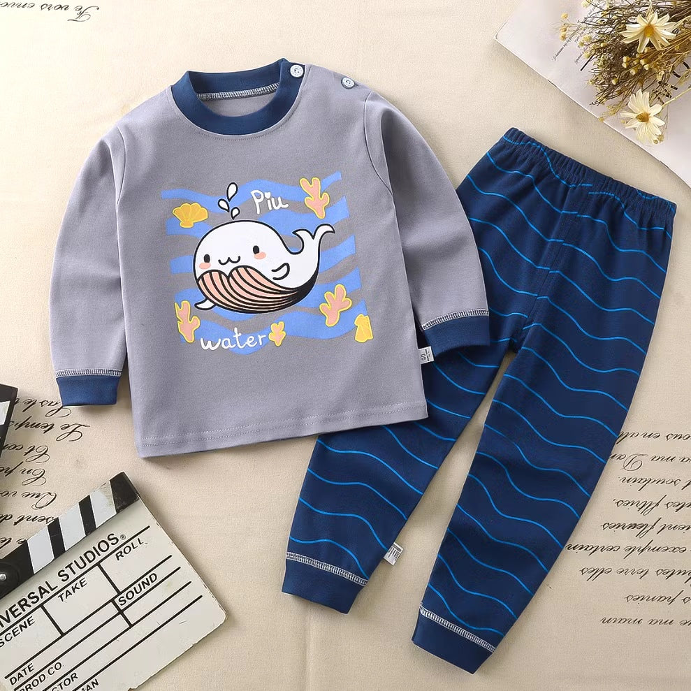 Toddler Kids Whale Sleepwear Terno