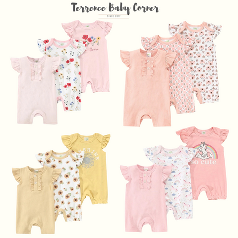 3-piece Infant Baby Girl Rompers Set