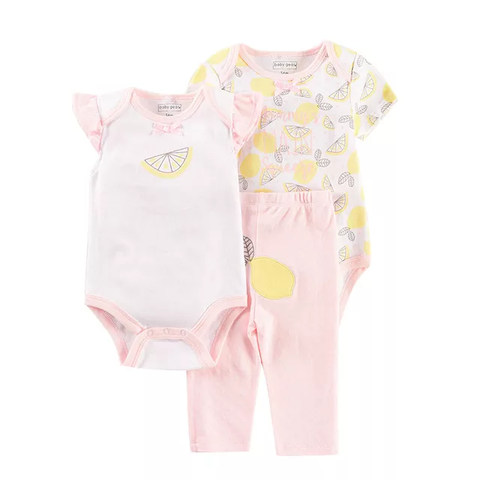 3pc Lemon Baby Girl Bodysuit Pants Set