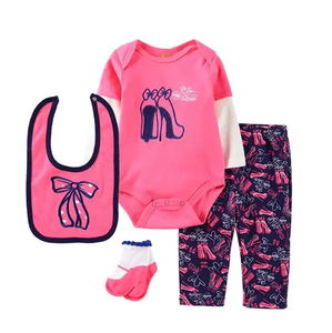 4pc Infant Girl Pink Baby Clothes Set