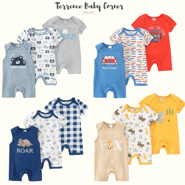 3-piece Infant Baby Boy Rompers Set