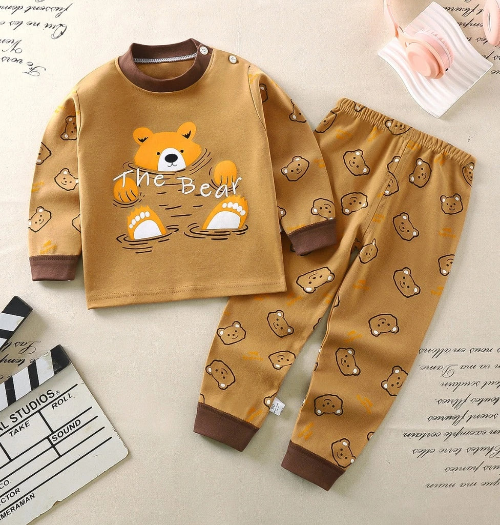 Toddler Kida Brown Bear Sleepwear Terno