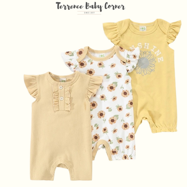 3-piece Infant Baby Girl Rompers Set