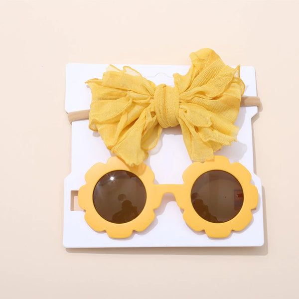 Toddler Baby Girl Sunglasses with Turban Set