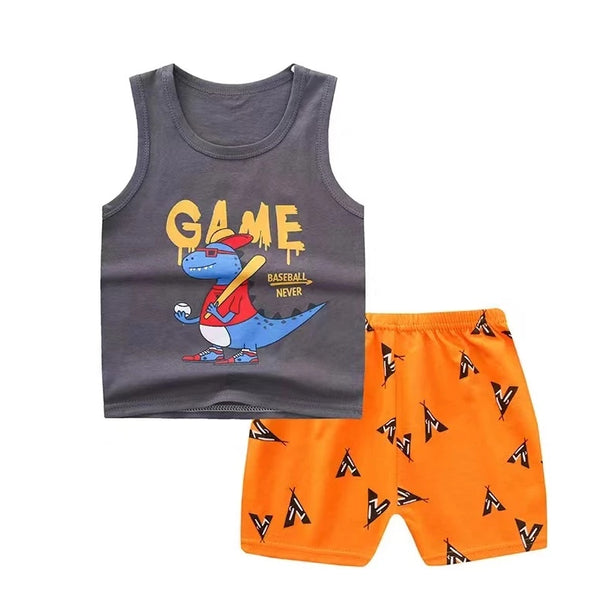 Toddler Kids Orange Dino Sando Terno